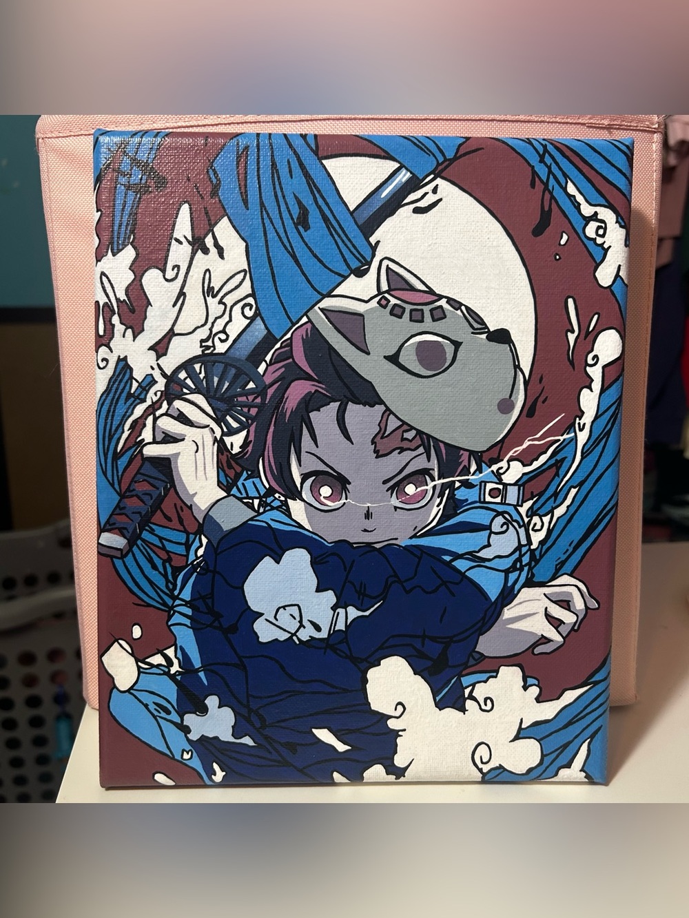 Handmade Acrylic Demon Slayer Tanjiro Anime Painting Canvas 8x10